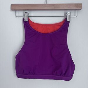 Athleta‎ Makaha Reversible High Neck Bikini Top Vermilion Orange Purple READ XS